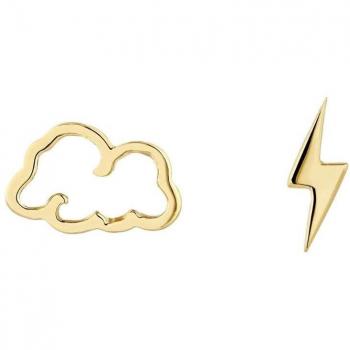 Ear Candy - Pendientes asimétricos Storm de plata bañados en oro amarillo 18k