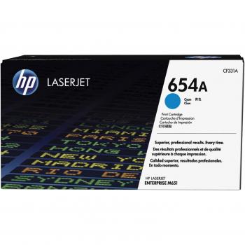 Original HP 654A Cyan Toner Cartridge (CF331A) - 15,000 pages yield, ISO/IEC 19798 compliant