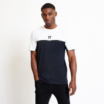 Camiseta Taped de Bloque de Color Negra/Blanca 11 Degrees