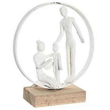 Figura Decorativa DKD Home Decor 23 x 10 x 27 cm Blanco Resina Madera de Mango Familia