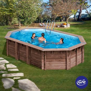 Piscina Ovalada de Madera Macadamia GRE KPBOC632 - Dimensiones: 632x335x130 cm