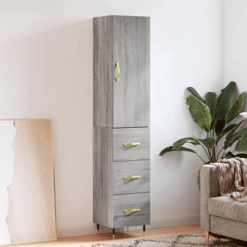 Aparador alto de madera contrachapada gris Sonoma 34,5x34x180 cm