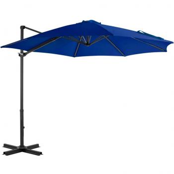 Paraguas voladizo con poste de aluminio azul claro 300 cm