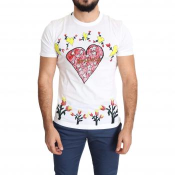 Dolce & Gabbana White Saint Valentine Print Cotton Men T-shirt - IT46 | S