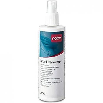 Nobo Espray Limpiador Renovador para Pizarras Blancas, 250 ml, Superficies de Borrado en Seco, 1901436