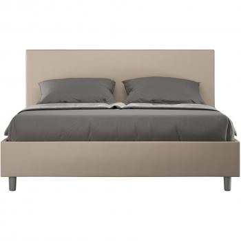 Cama Adele tapizada símil piel gris tortora 160x200 sin somier