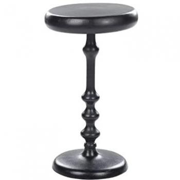 Mesa Auxiliar Redonda de Metal Negro 30 cm con Diseño Geométrico