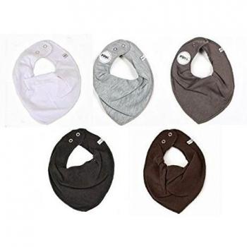 Fifi Lot de 5 Baby Chiffon Triangle Bandana Bavoir Blanc - Gris - Noir