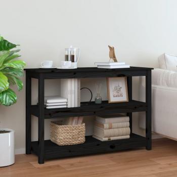 Consola Negra de Madera Maciza de Pino 110x40x74 cm