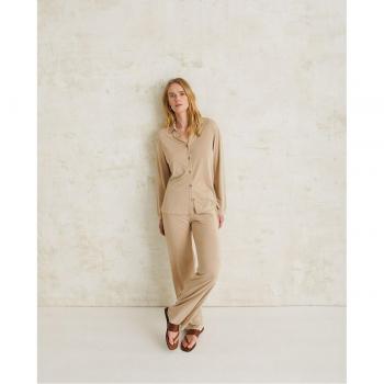 Pantalón ancho de mujer de punto de tiro medio