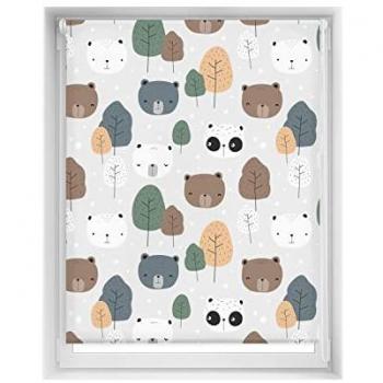 Estor Opaco EasyFix Sin Herramientas 120x150 cm - Estor Enrollable Blackout Infantil con Diseño Bear