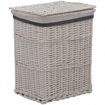vidaXL White Willow Laundry Basket