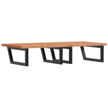 Estante de lavabo de pared de acero y madera maciza de haya Vidaxl Marrón