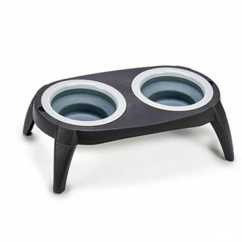 Comedero para Mascotas Plegable Negro de Silicona y Plástico 9 x 39 x 9 cm (12 Unidades)