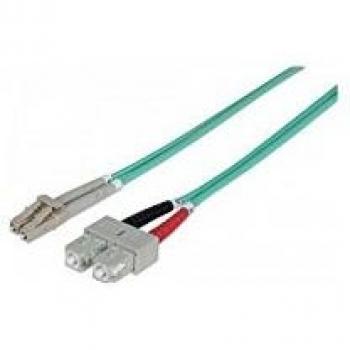 Intellinet 750523 Cable de Fibra optica 10 m LSZH OM3 LC SC Aqua - Cable de Fibra óptica