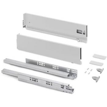 Cajón Exterior Vertex Emuca con regulación 3D, altura 131mm, capacidad de carga 40kg, profundidad 550mm, material acero pintado blanco
