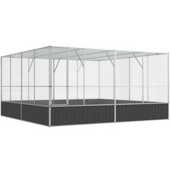 Pajarera de Acero Color Plateado 418x414x212 cm, Jaula para pájaros, Jaula para periquitos, Jaula Grande para pájaros, casa para pájaros