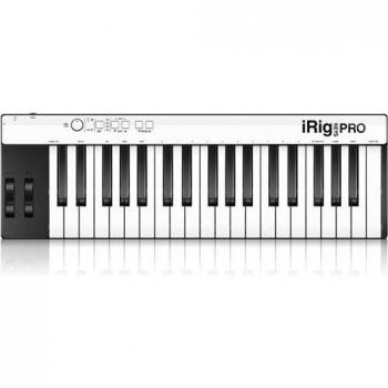 IK Multimedia iRig Keys Pro - MIDI keyboard, 37 velocity-sensitive keys, USB powered, compatible with iOS and Android devices, lightweight and portable design, includes software bundle for music production
