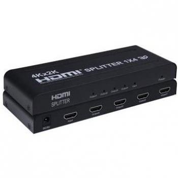 Divisor HDMI 1 a 4, metal, 4K, Full HD, 3D, con adaptador de corriente
