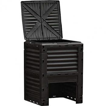 Outsunny Compostador Capacidad de 300L Compostera Orgánica para Producción Abono de Jardín Exterior con 48 Respiraderos 60,5x60,5x81,5 cm Negro