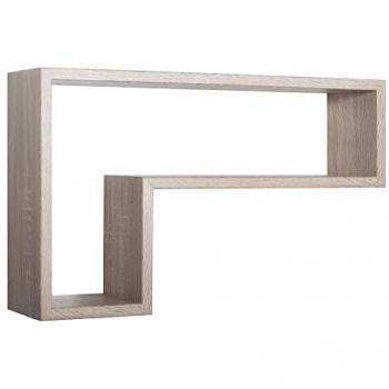 Estante de pared rectangular moderno Lettera en color natural y roble sagerau