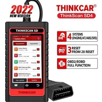 thinkcar Thinkscan SD4 obd2 Diagnosis Coche multimarca, Motor/ABS/SRS/AT obd2 Diagnosis+ Función de reinicio de 28 Servicio de reinicio Actualización Gratuita de WiFi