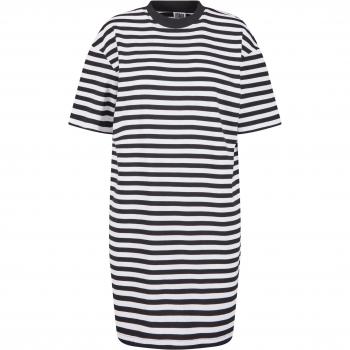 Urban Classics Ladies Oversized Striped Tee Dress - Black/White - Sizes XS to 4XL