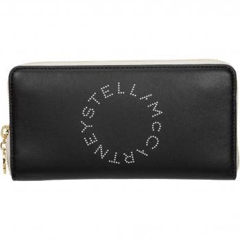 Stella McCartney Logo Zip Wallet, Black, Female, ONE SIZE