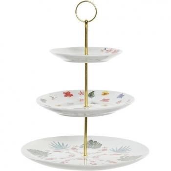 Frutero de Metal y Porcelana de 2 Pisos Multicolor