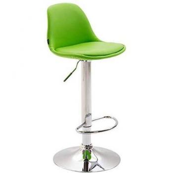 Taburete Bar Kiel en Polipiel Verde con Estructura Cromada, Giratorio y Altura Ajustable
