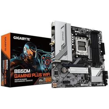 Placa Base GIGABYTE B650M GAMING PLUS WIFI - Socket AM5, Soporte para Procesadores AMD Ryzen 9000, VRM 5+2+2 Fases, hasta 8000 MHz DDR5,