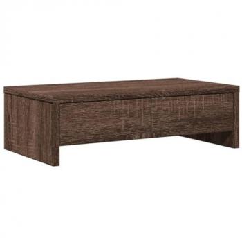 Soporte de monitor con cajones de madera marrón roble 50x27x15 cm