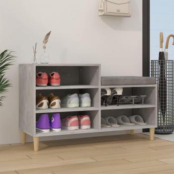 Zapatero de hormigón gris 102x36x60 cm madera contrachapada