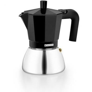 Cafetera Italiana Inducción Monix de Aluminio y Acero Inoxidable, 3-9 Tazas, Mango Termorresistente, Apta para Todo Tipo de Cocinas, Color Negro y Rojo