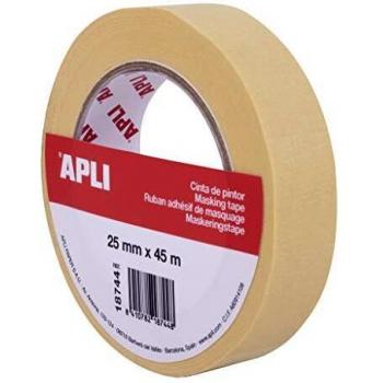 Cinta de carrocero Apli - 25 mm x 45 m para trabajos de pintura y decoración
