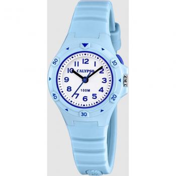 Reloj Calypso Junior Collection K5846/2 Blanco Unisex con correa de caucho, diseño infantil, resistente al agua y esfera analógica