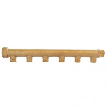 Colector de latón Somatherm For You - 6 salidas macho 15/21 - entrada hembra 20/27 - salida macho 20/27