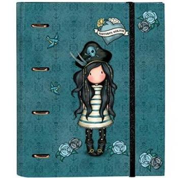 SANTORO Carpeta 4 Anillas de 30mm de Gorjuss Black Pearl con 100 Hojas A4, 270x35x320 mm