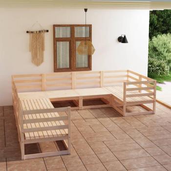 Sofá de jardín Set 8 piezas de madera maciza de pino