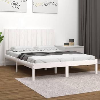 Estructura de cama de madera maciza blanca Super King 180x200 cm