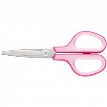 Rexel X3 - Tijeras de acero inoxidable, color rosa