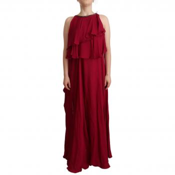 Orchid Silk Sleeveless Long Maxi Ruffle Shift Dress