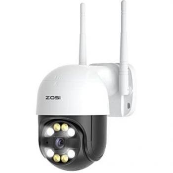 Cámara de Vigilancia WiFi IP Zosi 1080p PTZ con Audio Bidireccional, Panorámica 355° y Inclinación 140°, Alerta Instantánea, Compatible con Alexa