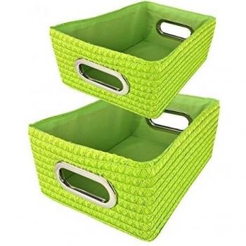 Kela de 2 piezas - Set de cestas, cajas, cestas para estantería, trenzado verde, PP de plástico, cuarto de baño, Salón de accesorios, Decoración