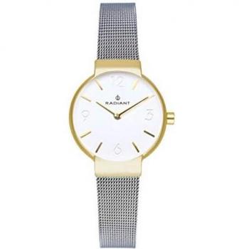 Reloj analógico para Mujer de Radiant. Colección Elsa. Reloj Bicolor Plateado y Dorado con Malla milanesa y Esfera Blanca. 3ATM. 30mm. Referencia RA528602.