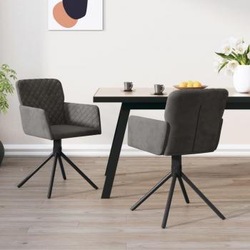 Swivel Dining Chairs Set of 2 Dark Gray Velvet