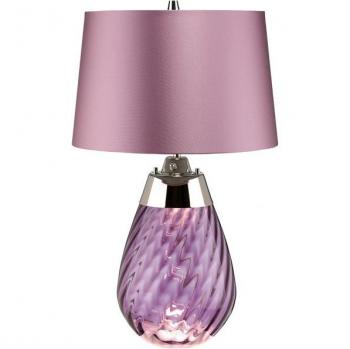 Lámpara de mesa Lena 2 Light Ciruela, cristal tintado, pantalla jaspeada, 60,5 cm, E27