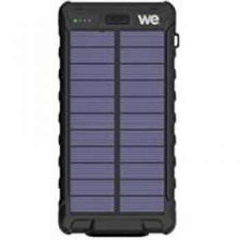 Batería de Respaldo Solar 10000 mAh - Antichocs - 2 Puertos USB - 10W - Linterna Integrada - IPX4 - Negra