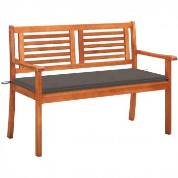2-Seater Garden Bench with Cushion 120 cm Solid Eucalyptus Wood