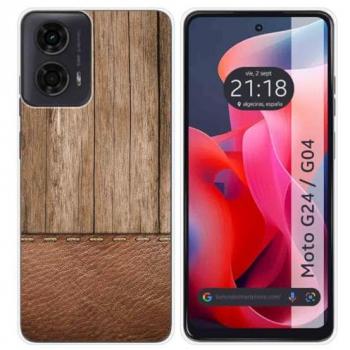 Funda de Silicona para Motorola Moto G04 / G24 con Diseño de Madera 09
